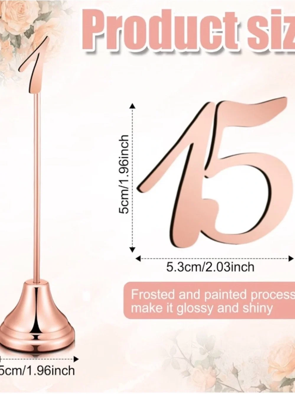 Rose Gold Table Number Holders - Set of 15